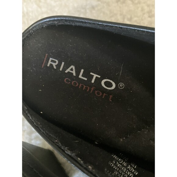 RIALTO VETTE Black Croc Embossed Mules Clogs Size 9.5M Slip-On Comfort Heel - Picture 3 of 11
